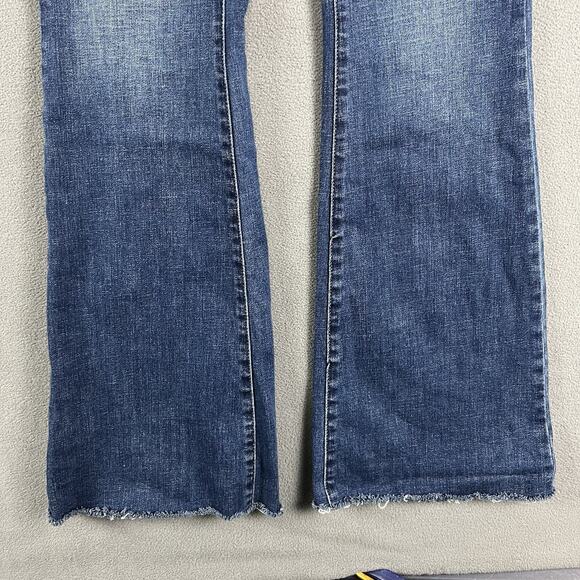 Judy Blue Jeans Womens 31 Blue Control Top Flare Strech Frayed Casual Distressed - Picture 3 of 10